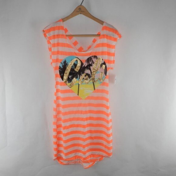 OP Swim Cover Up Dress Cali Heart Orange Orbit NWT (SW003) - Picture 7 of 8
